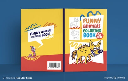 Diseño de portada de libro para colorear de animales de dibujos animados