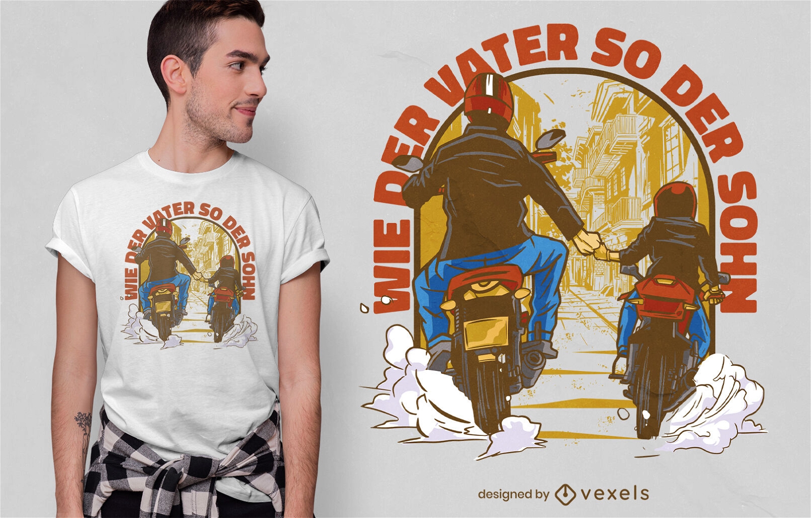 Diseño de camiseta de motociclistas de tal padre tal hijo