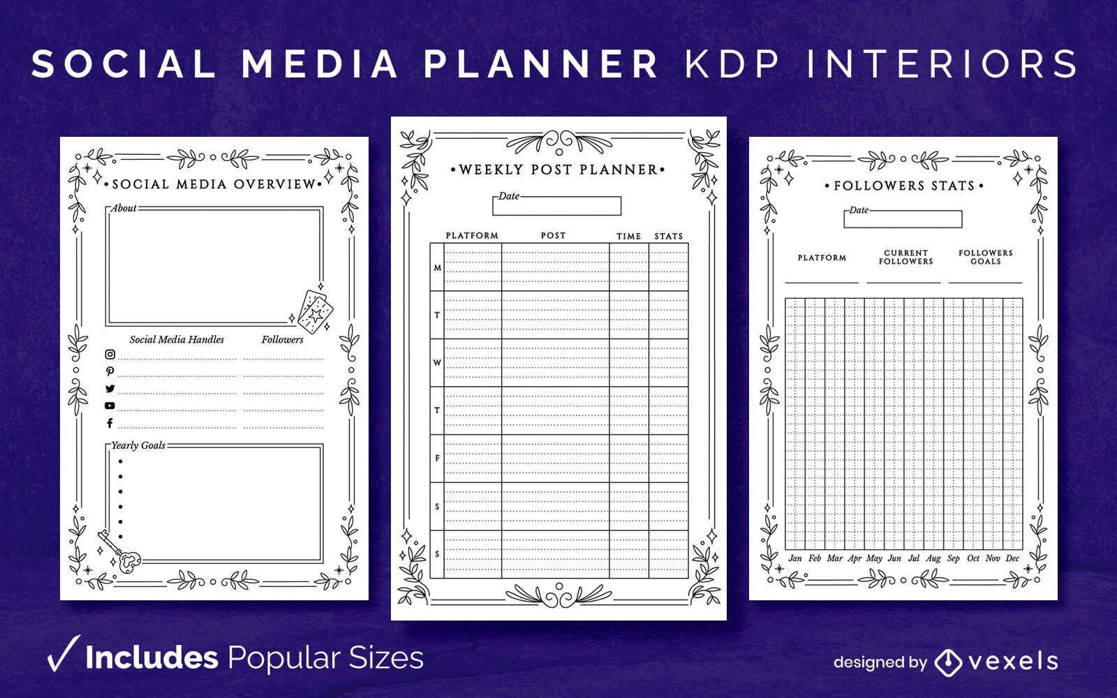Mystic social media planner Diary Design Template KDP