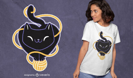 Diseño de camiseta de gato de corazón