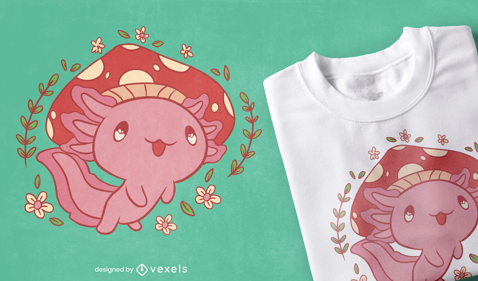 Diseño de camiseta de ajolote de Cottagecore