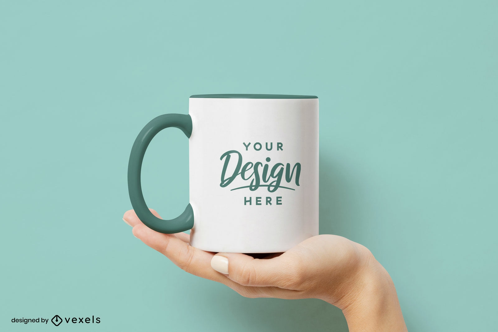 Mug in hand mockup design
