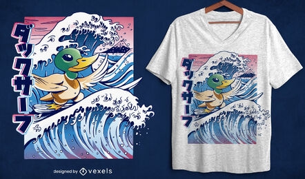 Design de camiseta de surf de pato