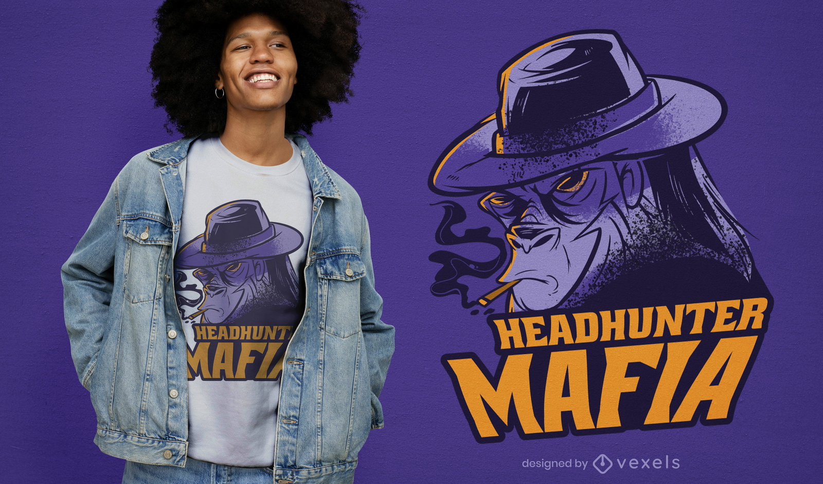 Diseño de camiseta de mafia gorila