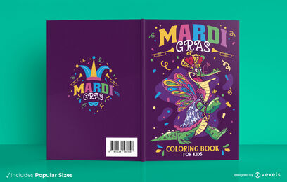 Design de capa de livro de colorir Mardi Gras