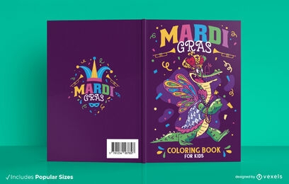 Diseño de portada de libro para colorear Mardi Gras