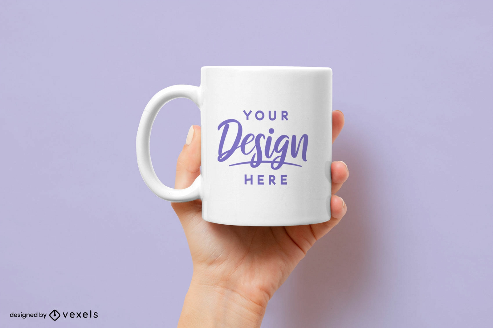 Hand holding mug mockup design