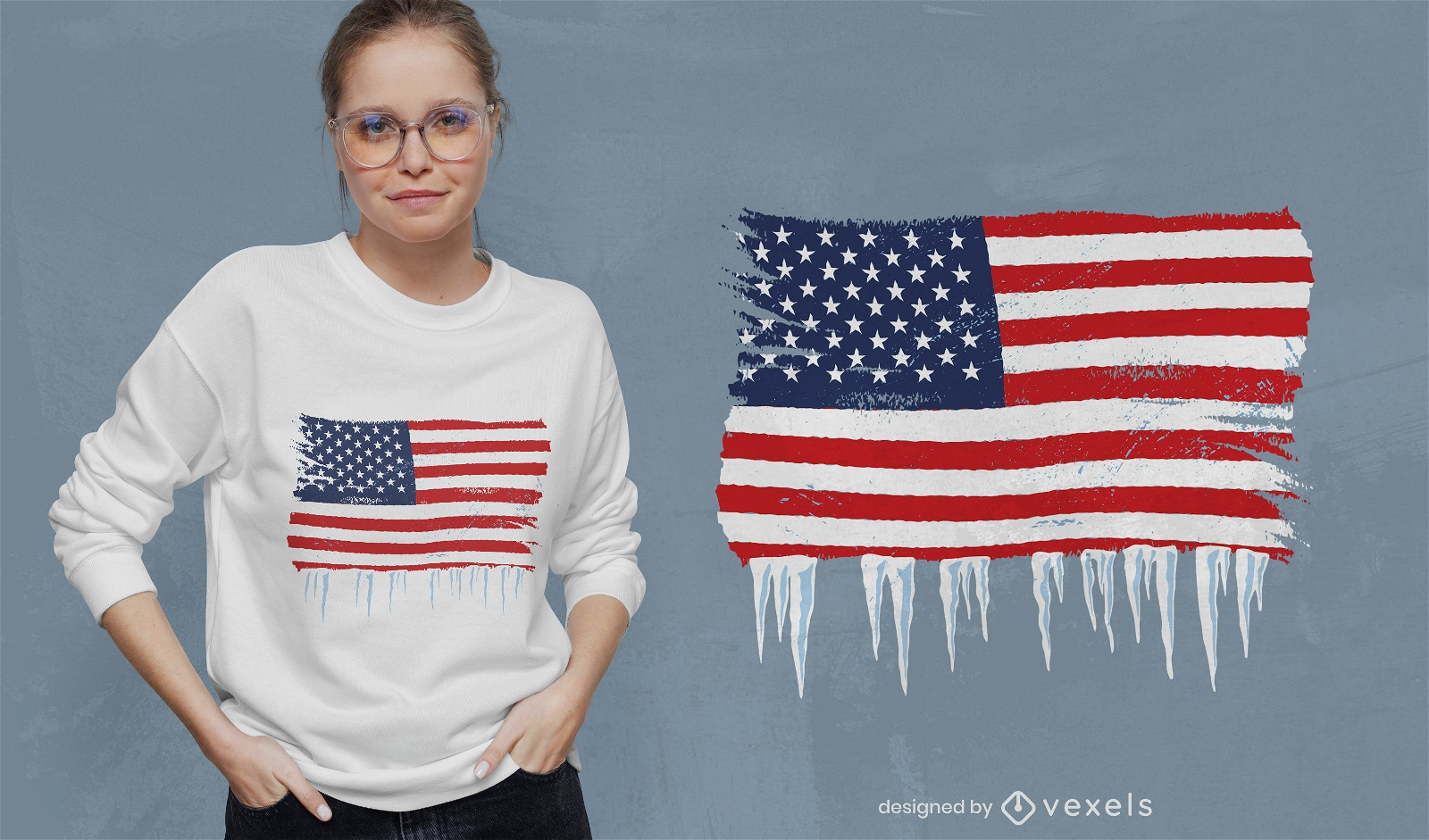 Design de t-shirt grunge EUA bandeira gelada