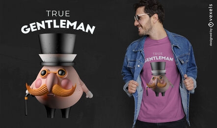 3D gentleman character psd t-shirt design