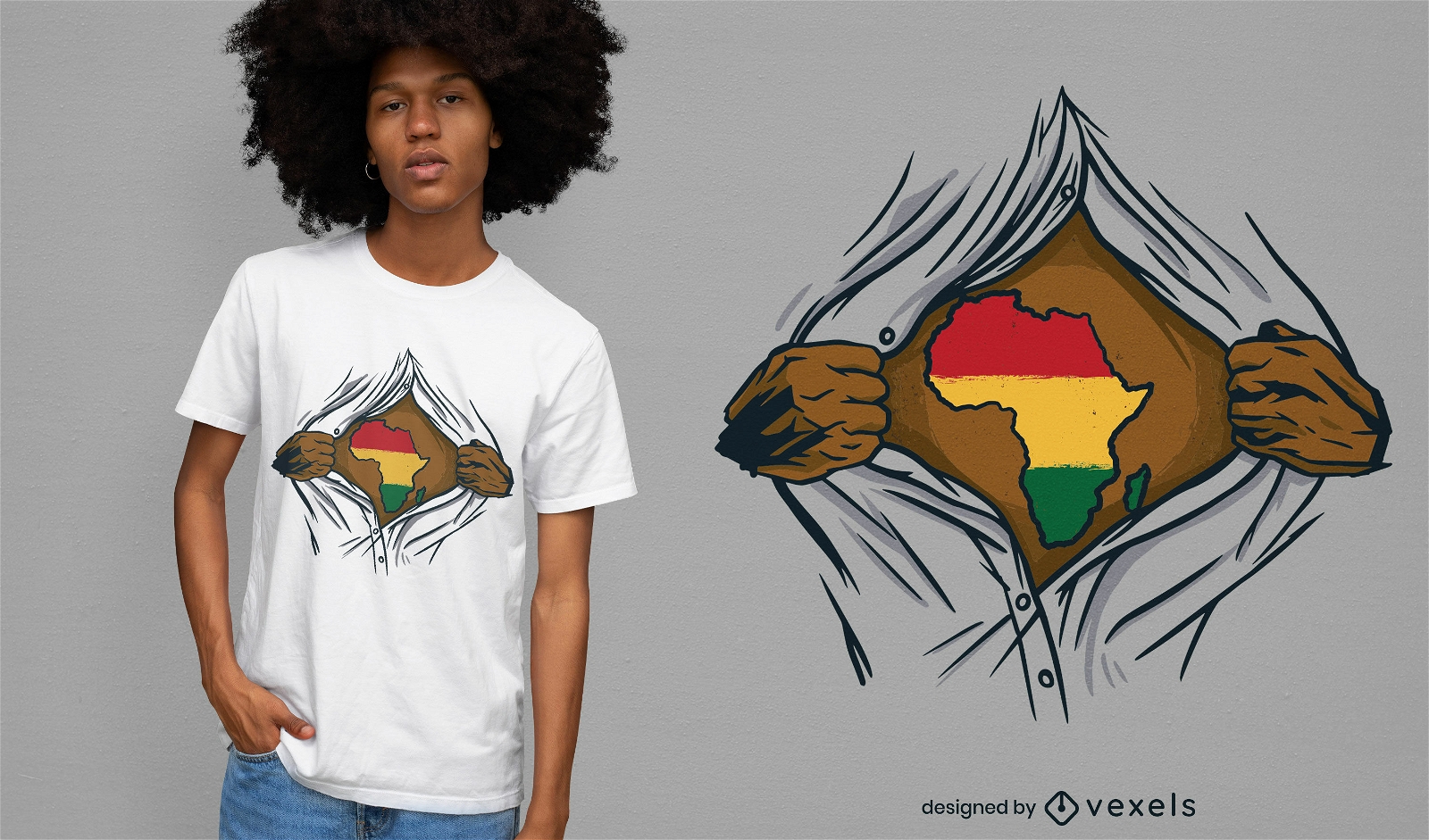 Diseño de camiseta abierta rasgada de África