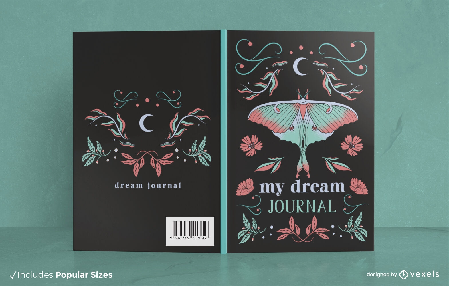 Design de capa de livro de traça de diário dos sonhos