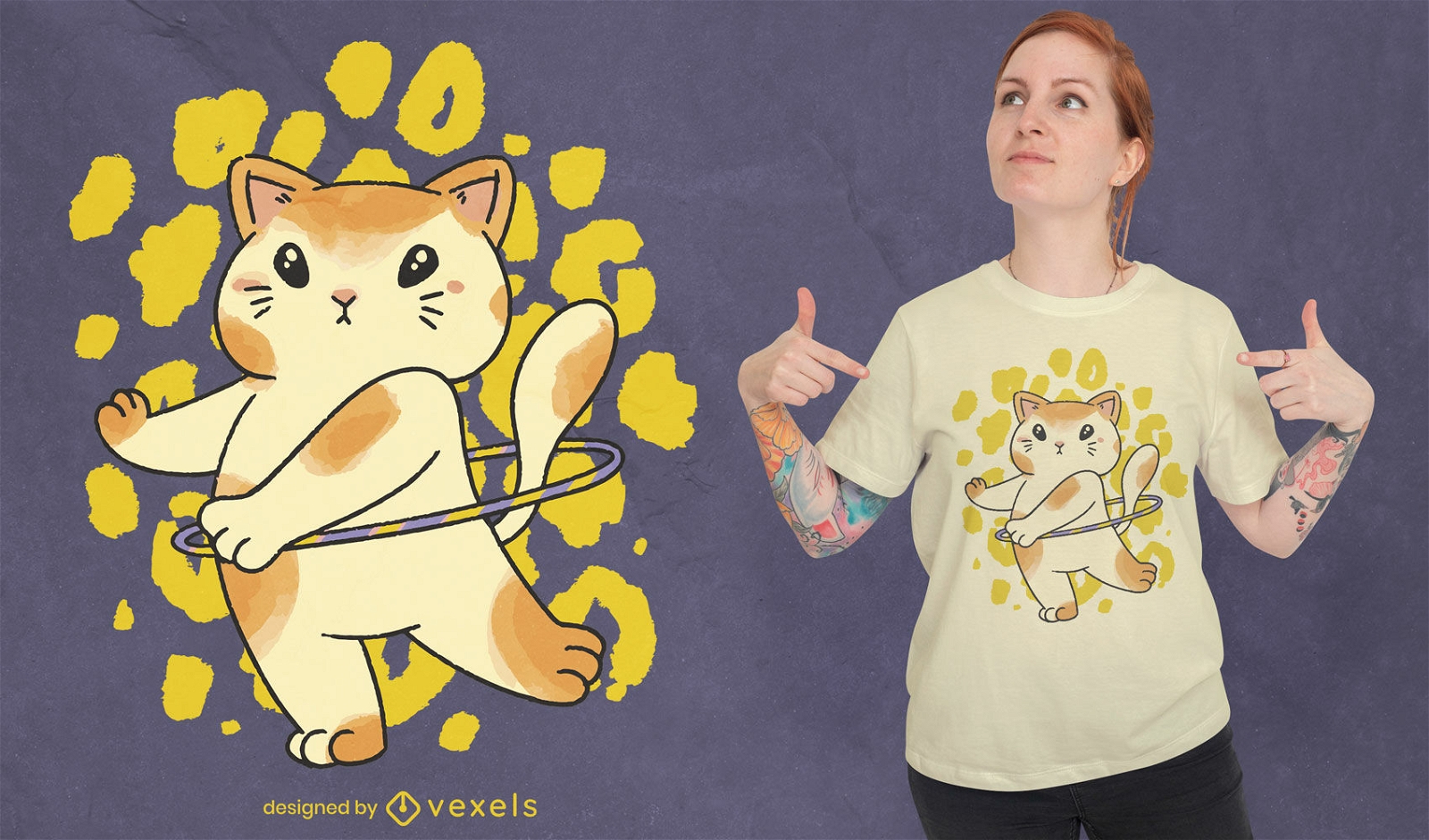Hula Hoop süßes Katzen-T-Shirt-Design