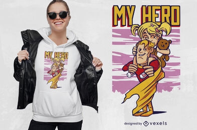 Hero dad and girl t-shirt design