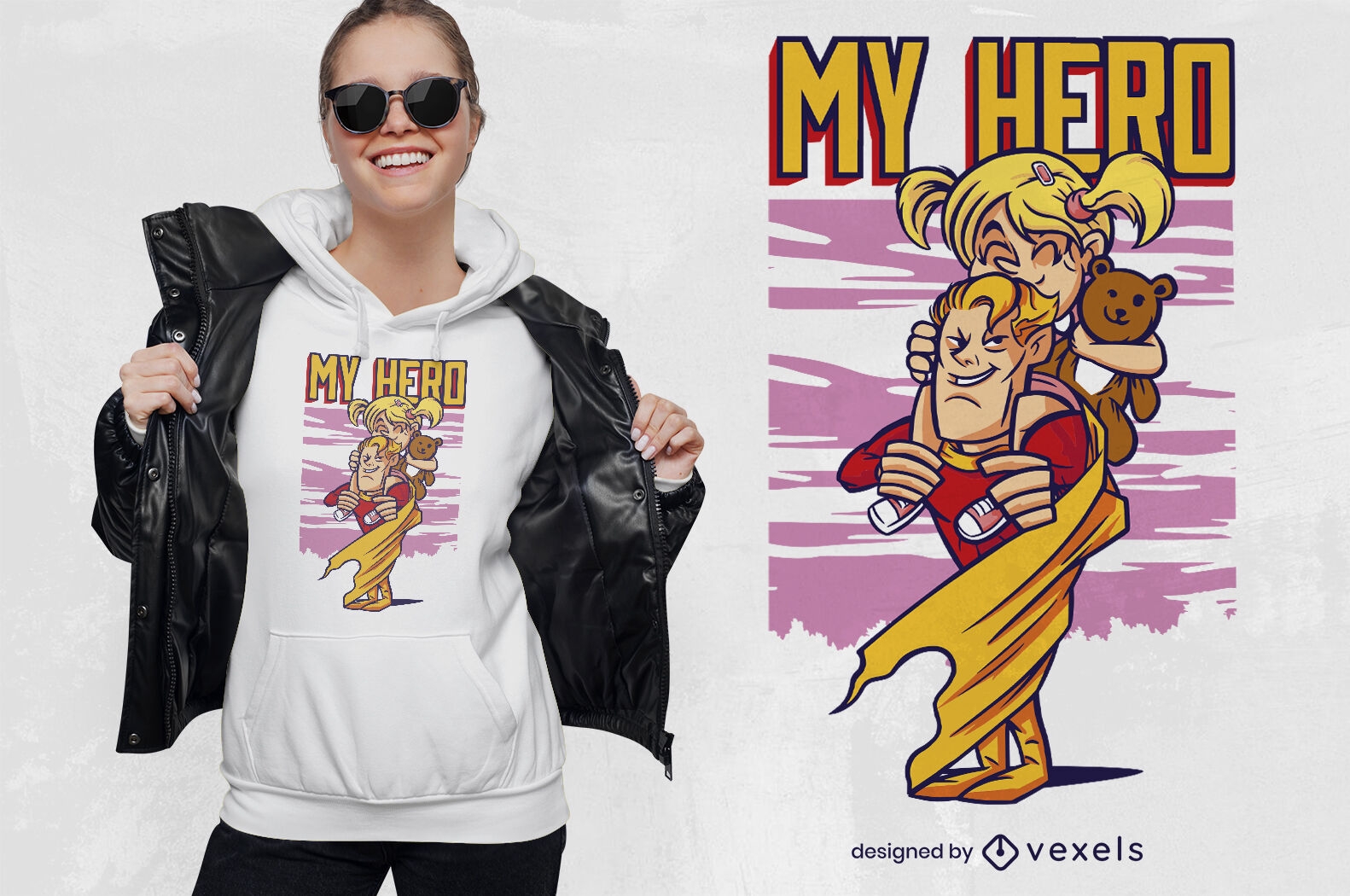 Helden-Vater und Mädchen-T-Shirt-Design
