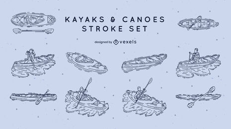 Kayak and canoe elements stroke set