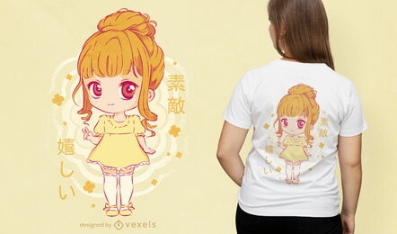 Kawaii Anime Mädchen Kleid T-Shirt Design