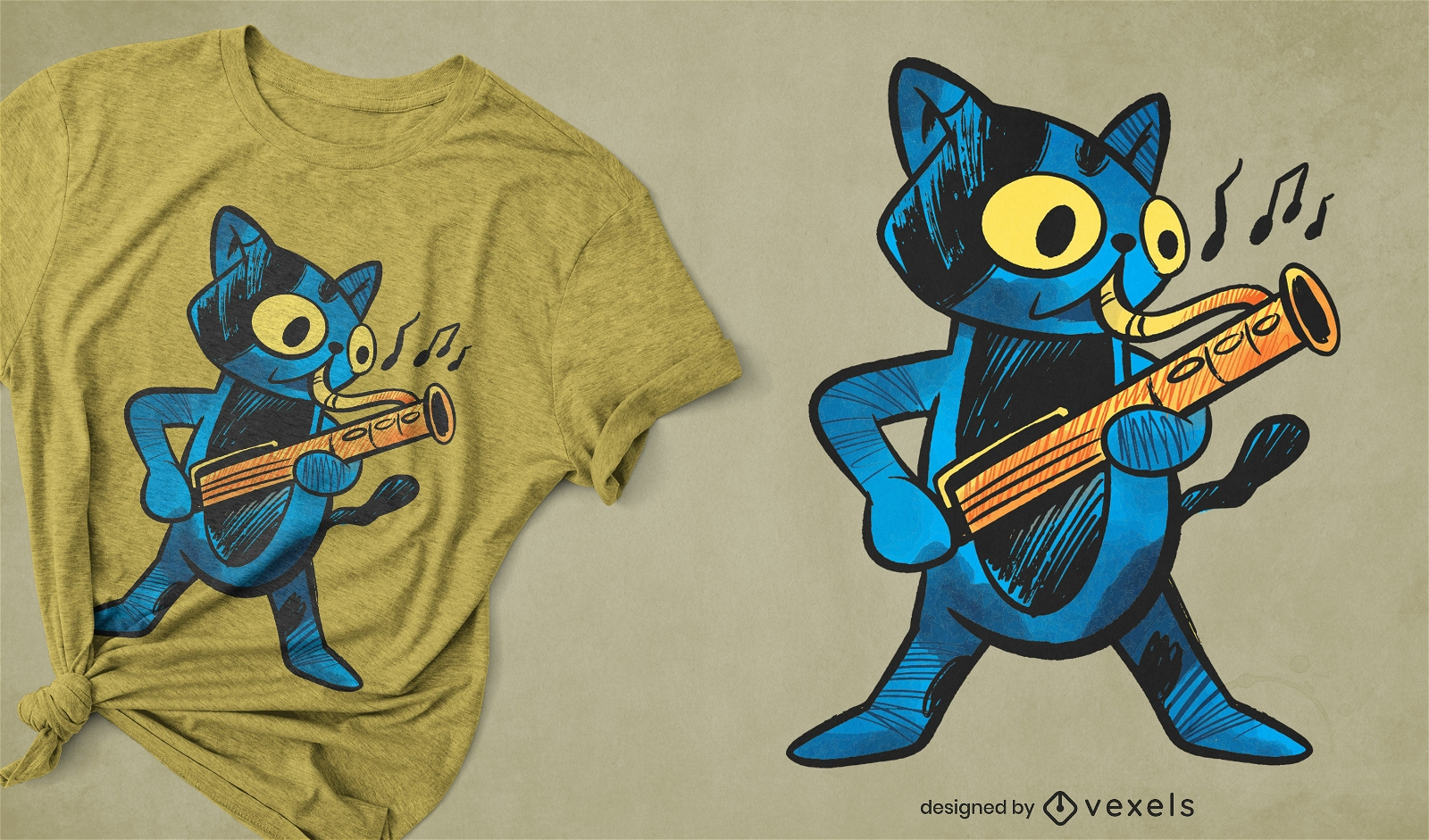 Bassoon cat t-shirt design