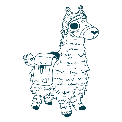 Llama animal cartoon stroke