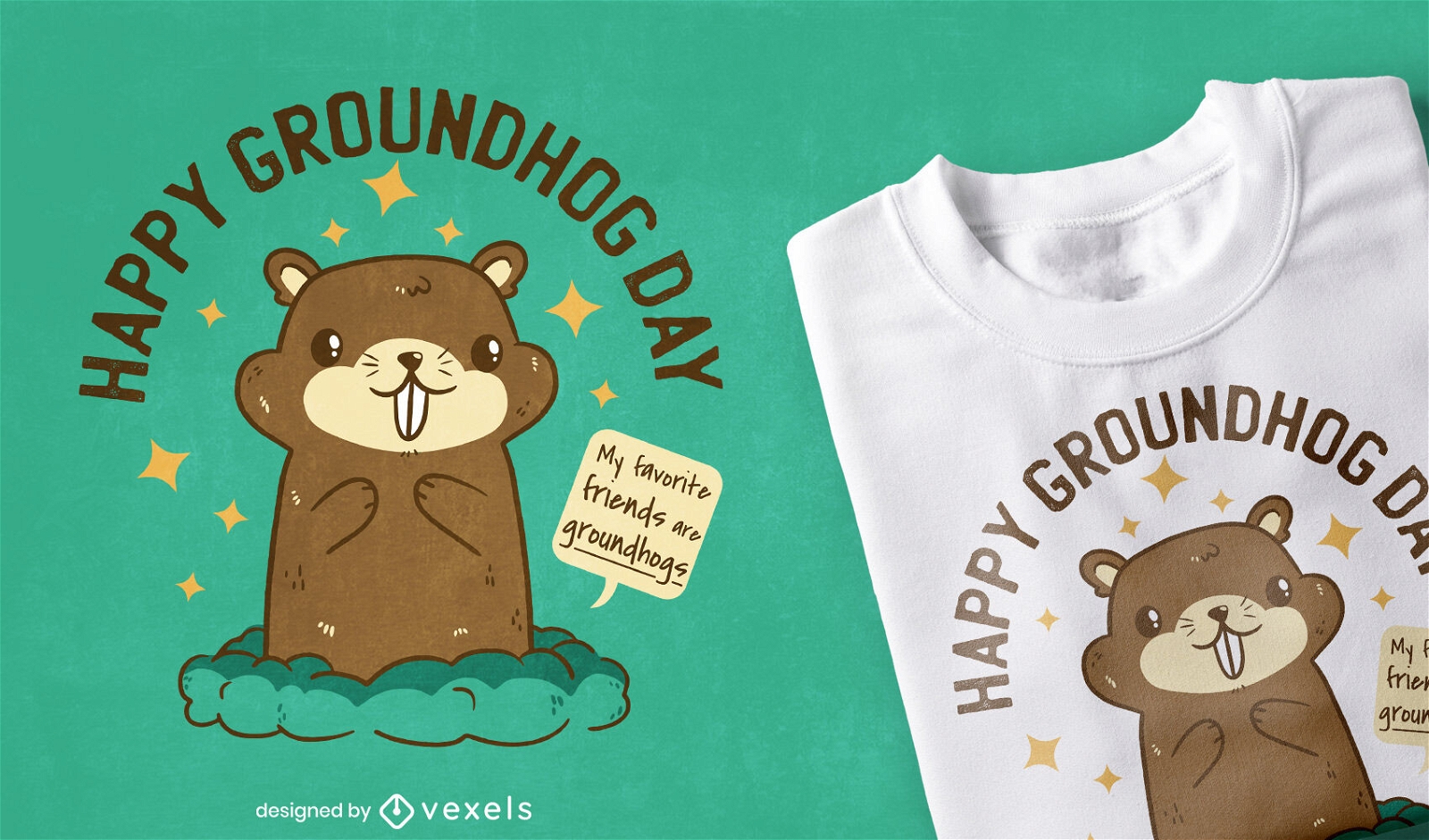 Feliz design de camiseta do dia da marmota