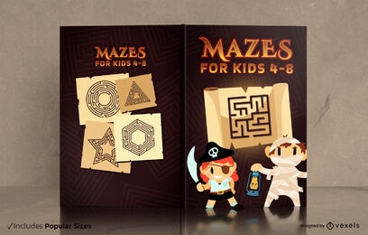 Mazes for kids book cover design 