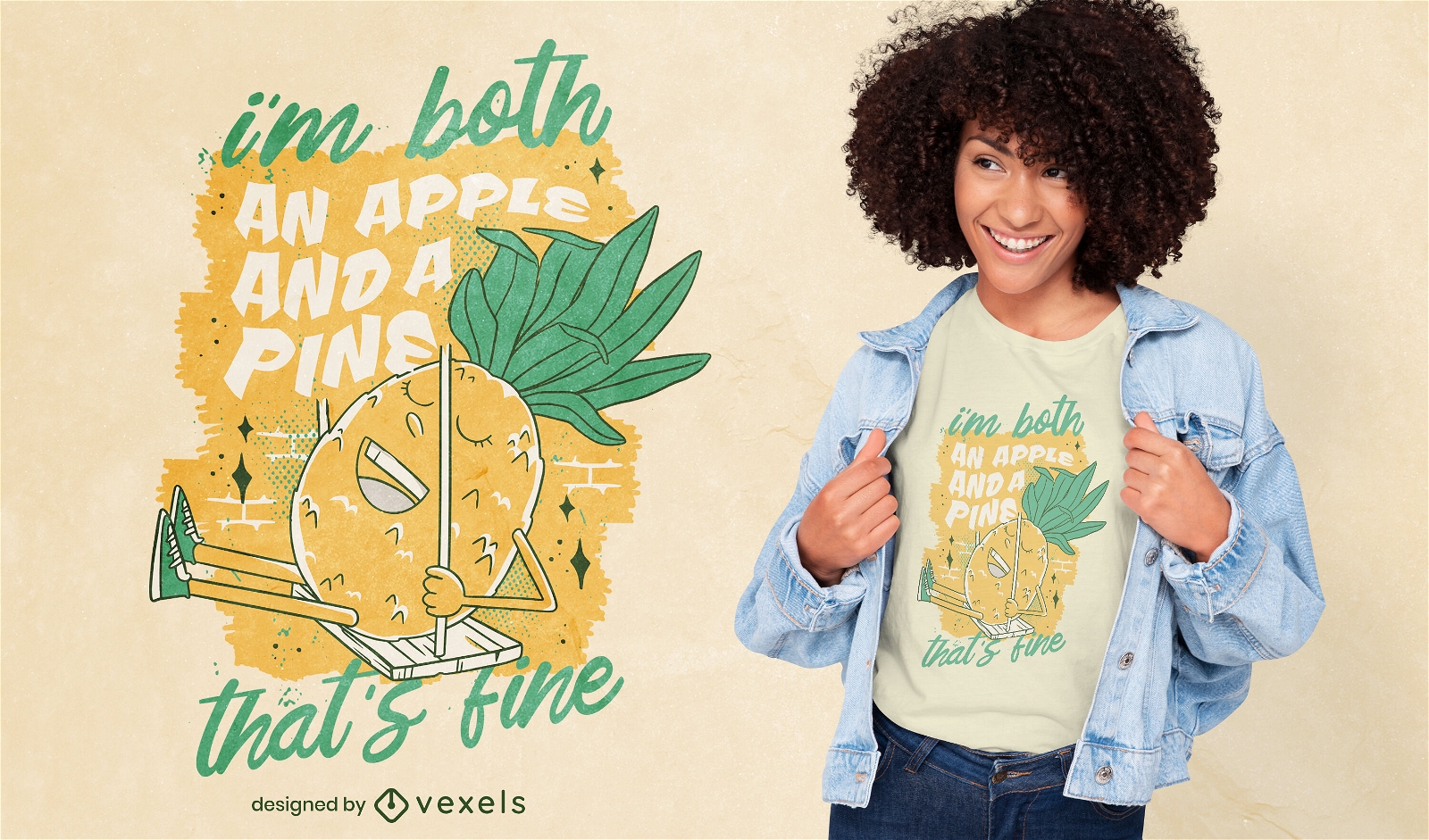 Design de camiseta de balanço de abacaxi feliz