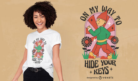 Happy gnome walking t-shirt design