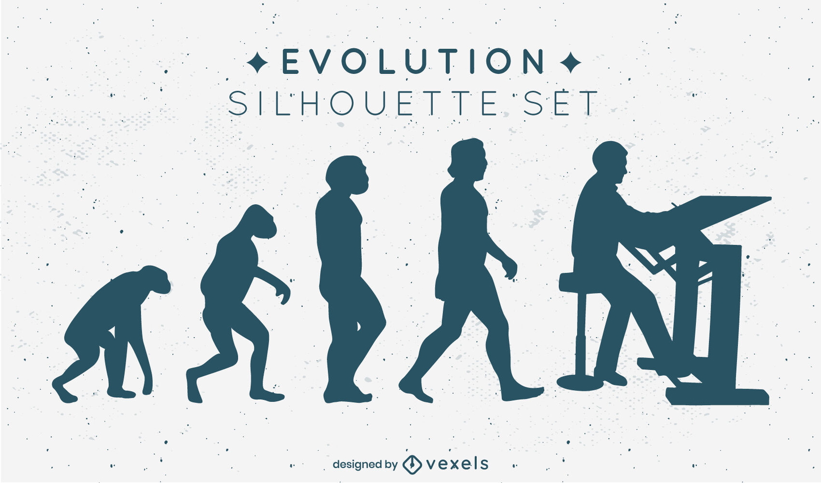 Conjunto de silhueta de evolução do artista