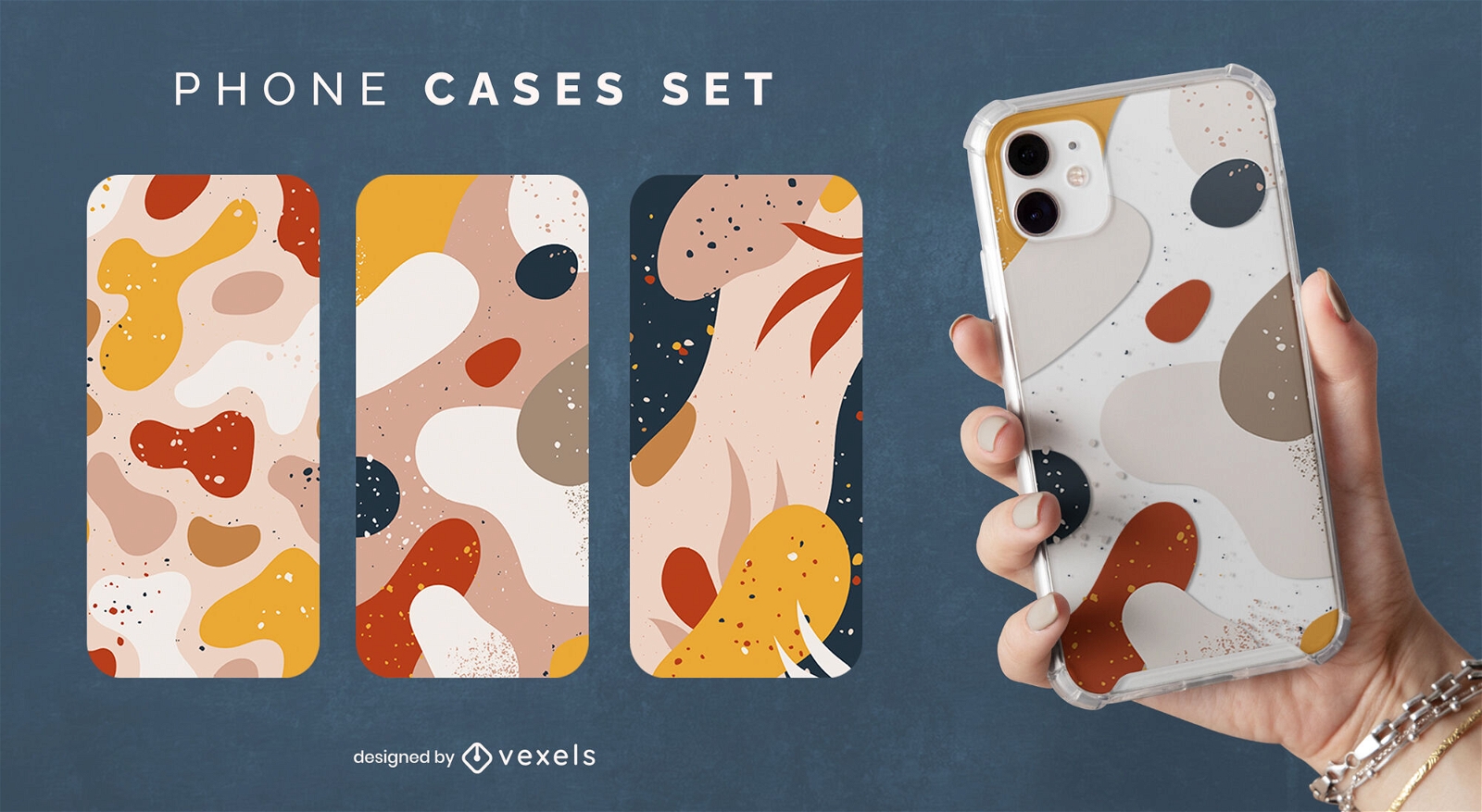 Abstract terrazzo shapes phone cases set