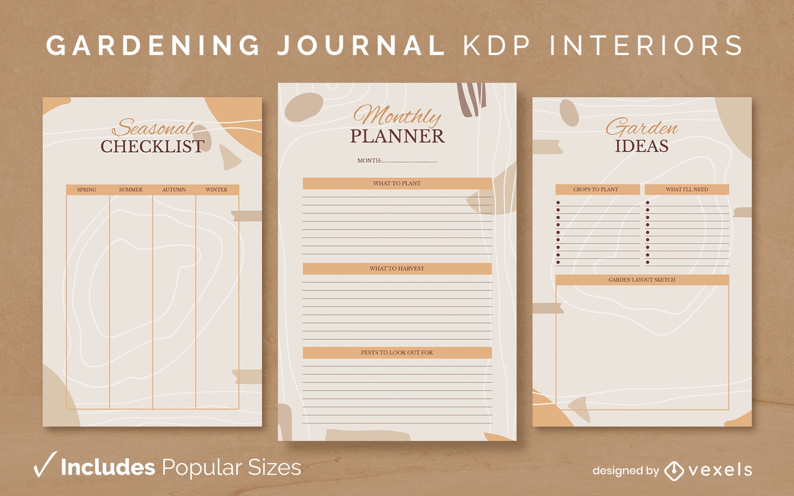 Gardening organic journal design template KDP