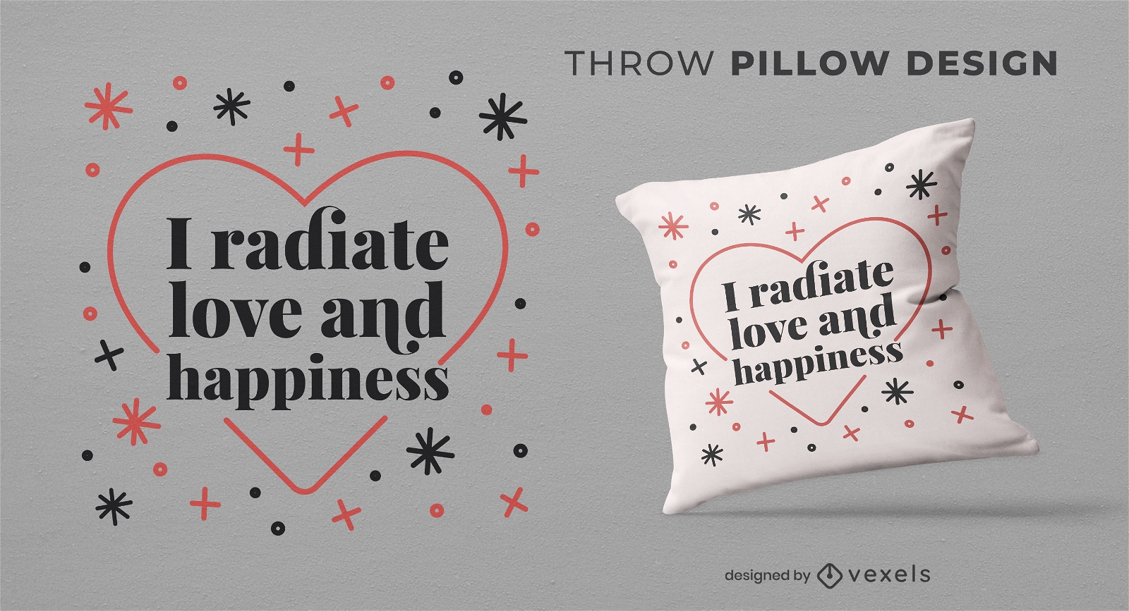 Radiate love throw pillow design