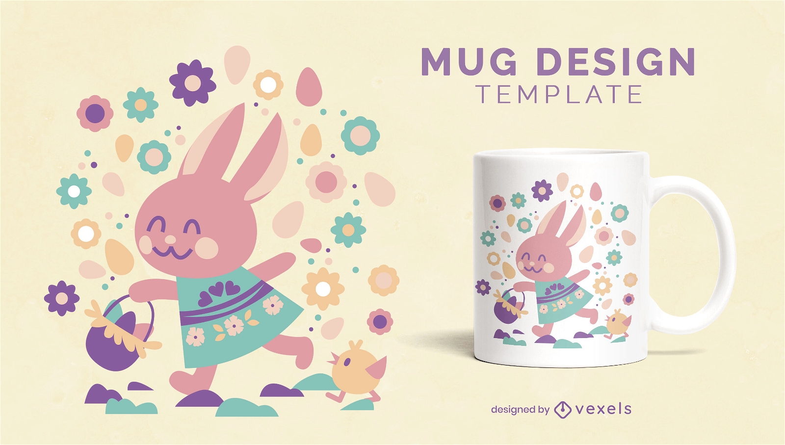 Easter bunny and chick mug design