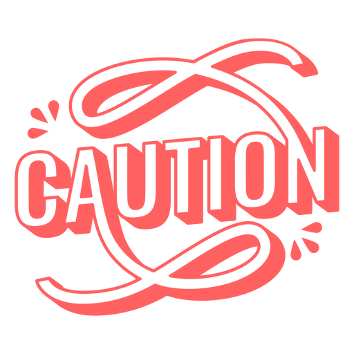 Caution Stylized Outlined Word PNG Design