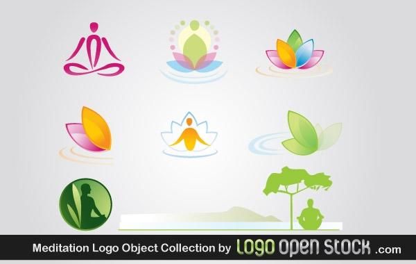 Pacote de objetos de logotipo de meditação Pacote de objetos de logotipo de meditação