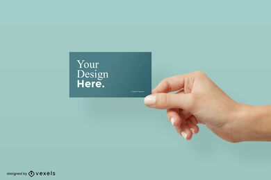 Hand holding a simple business card mockup