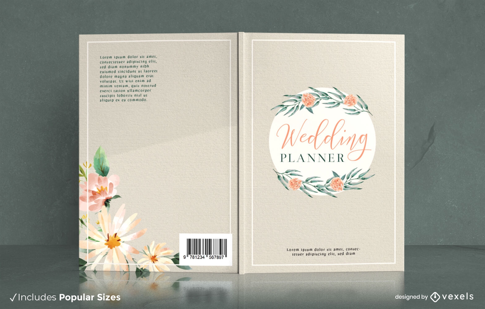 Design de capa de livro de planejador de casamento