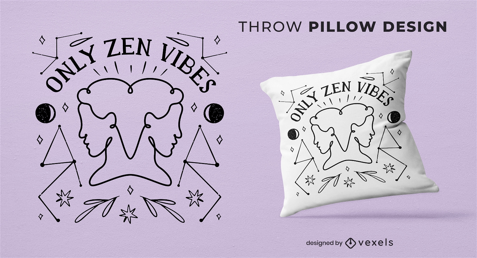 Zen vibes throw pillow design