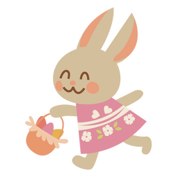 Lindo animal de conejito de canasta de Pascua Diseño PNG