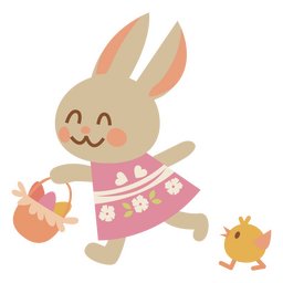 Cute Easter bunny and chick animals PNG Design