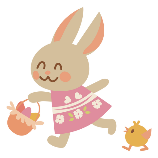 Cute Easter bunny and chick animals PNG Design