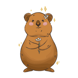 Quokka fofo com flor Desenho PNG