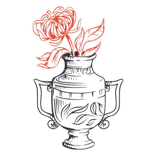 Arte de línea de jarrón de flores Diseño PNG