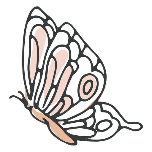 Icono de trazo de color de mariposa de primavera Diseño PNG