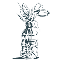 Ícone de arte de linha de garrafa de flores de primavera Desenho PNG