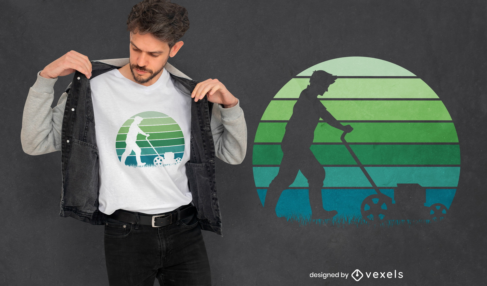 Diseño de camiseta de silueta de cortacésped