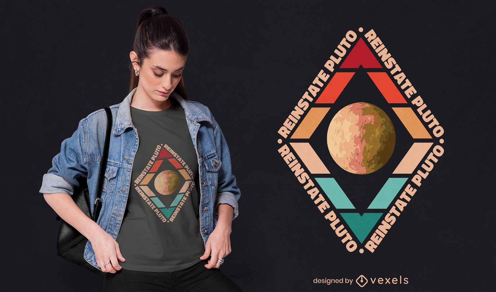 Setzen Sie das Pluto-T-Shirt-Design wieder ein