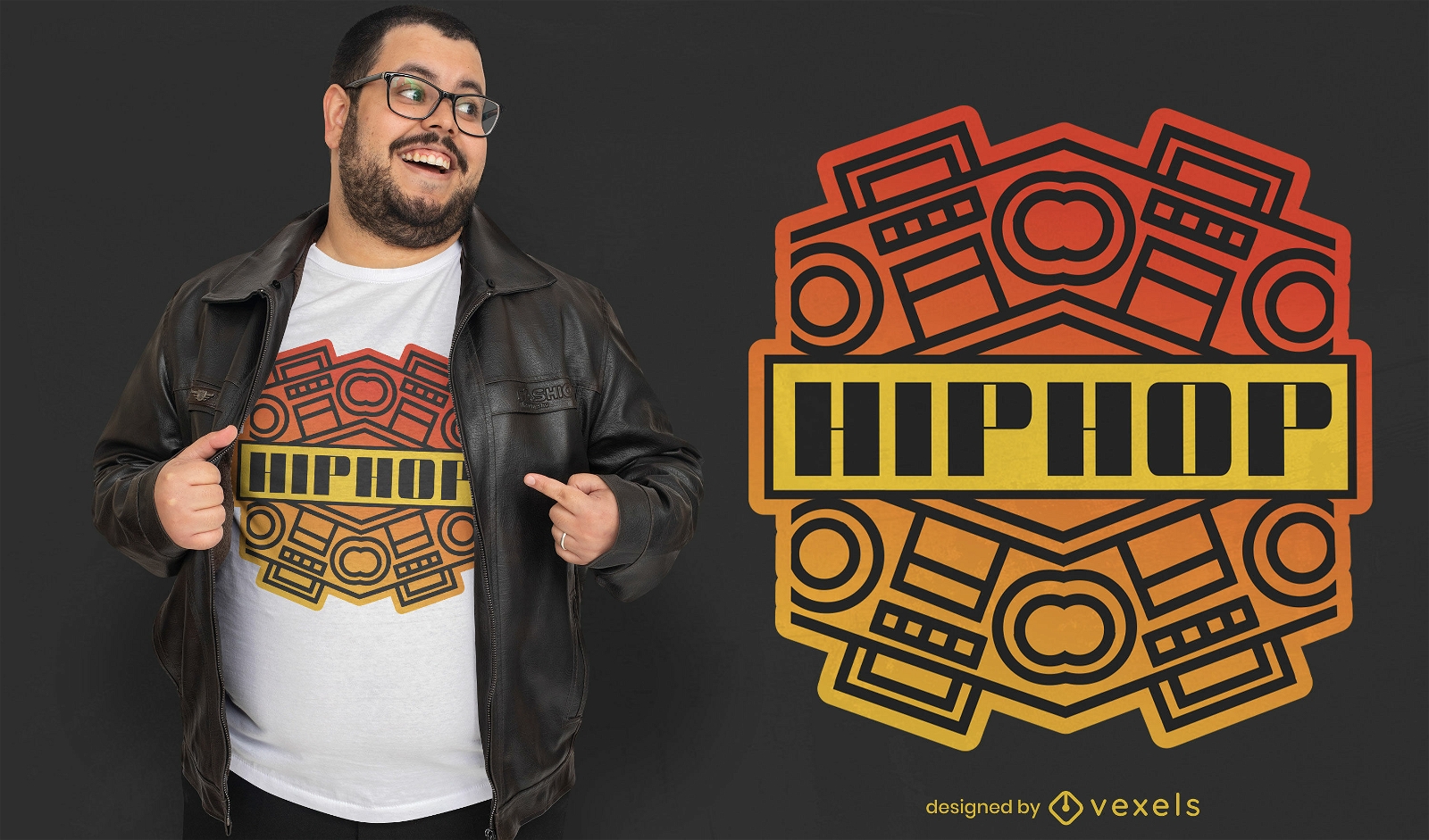 Diseño de camiseta de música hiphop.