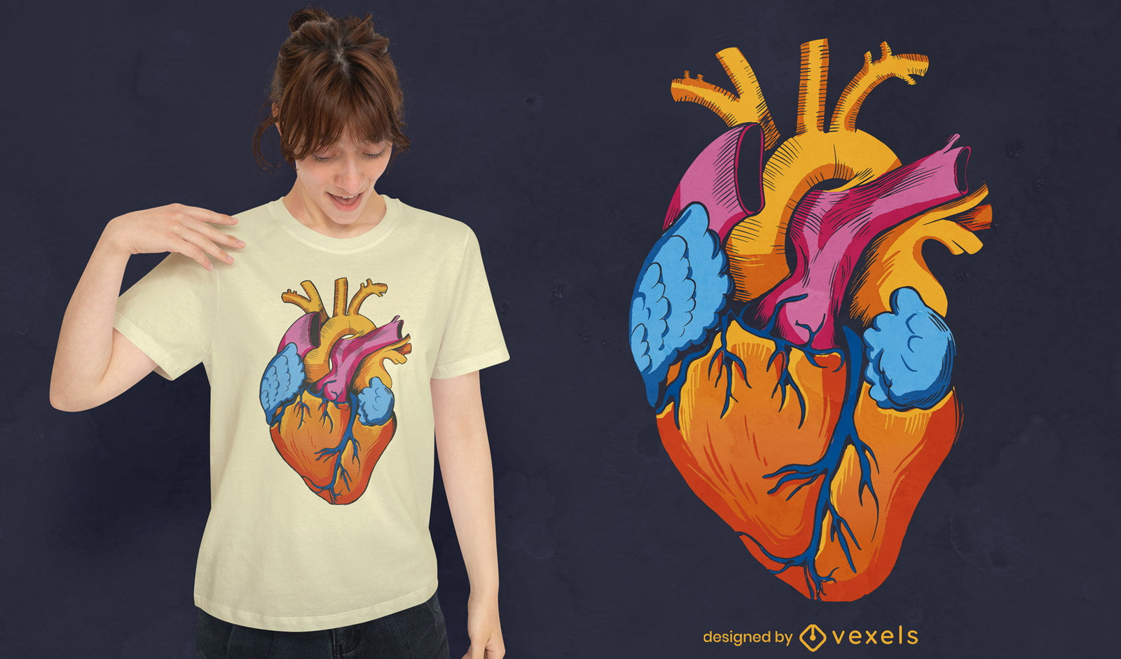 Design de camiseta de anatomia do coração