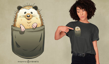 Hedgehog in pocket t-shirt design