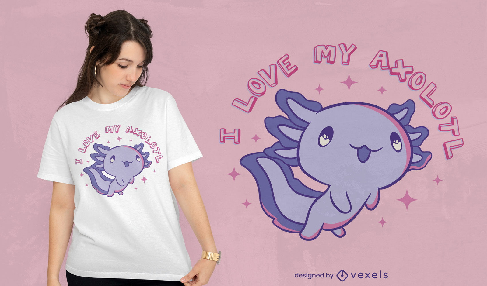 Lindo diseño de camiseta de animal axolotl