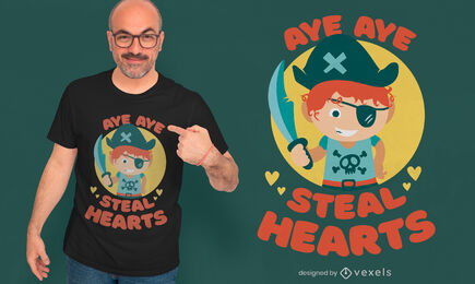 Nettes Piratenkind mit Schwert-T-Shirt-Design
